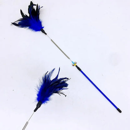 Cat Toy Feather Cats Sticks Teaser Cat Toys Interactive Spring Handle Kitten Toys with Bell Training Cats Stick Toy Pet Supplies