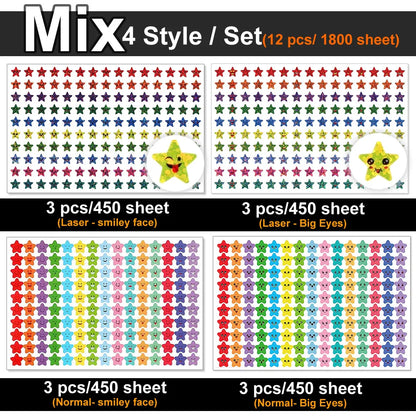 450-3000 Sheet Happy Face Stars Reward Sign Stickers Pack DIY Skateboard Suitcase Stationery Decals Decor Phone Laptop Gift Toys