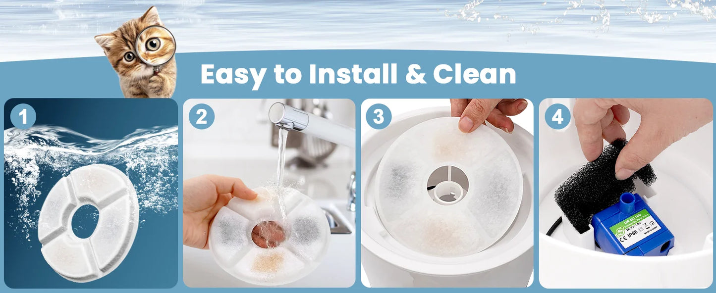 Replacement Activated Carbon Filter set 4/8/12pcs for Cat Water Drinking Fountain Replaced Filters Flower Pet Dog Round Fountain