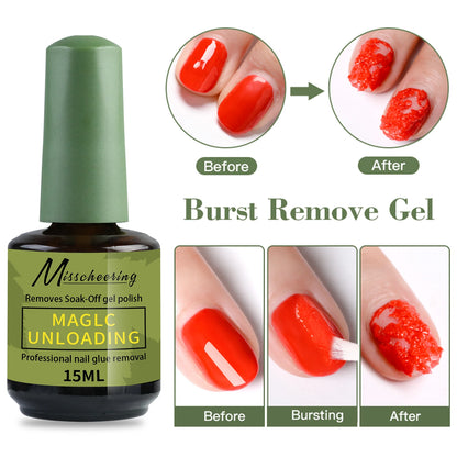 Misscheering 15ml Magic Fast Nail Gel Polish Remover Clean UV Soak Off Semi Permanent Varnish Nail Art Removal Tools Manicure