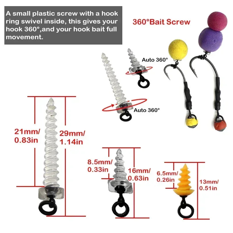 Carp Bait Screws With Ring Mirco Swivel Carp Bait For Carp Ronnie Rig Zig Chod Boilies Screws Carp Hiar Rig Terminal Tackle
