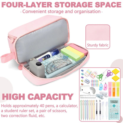 Large-Capacity Portable Pencil Case Minimalist Multi-Compartment Pencil Case Stationery Organizer Desktop Storage Pouch