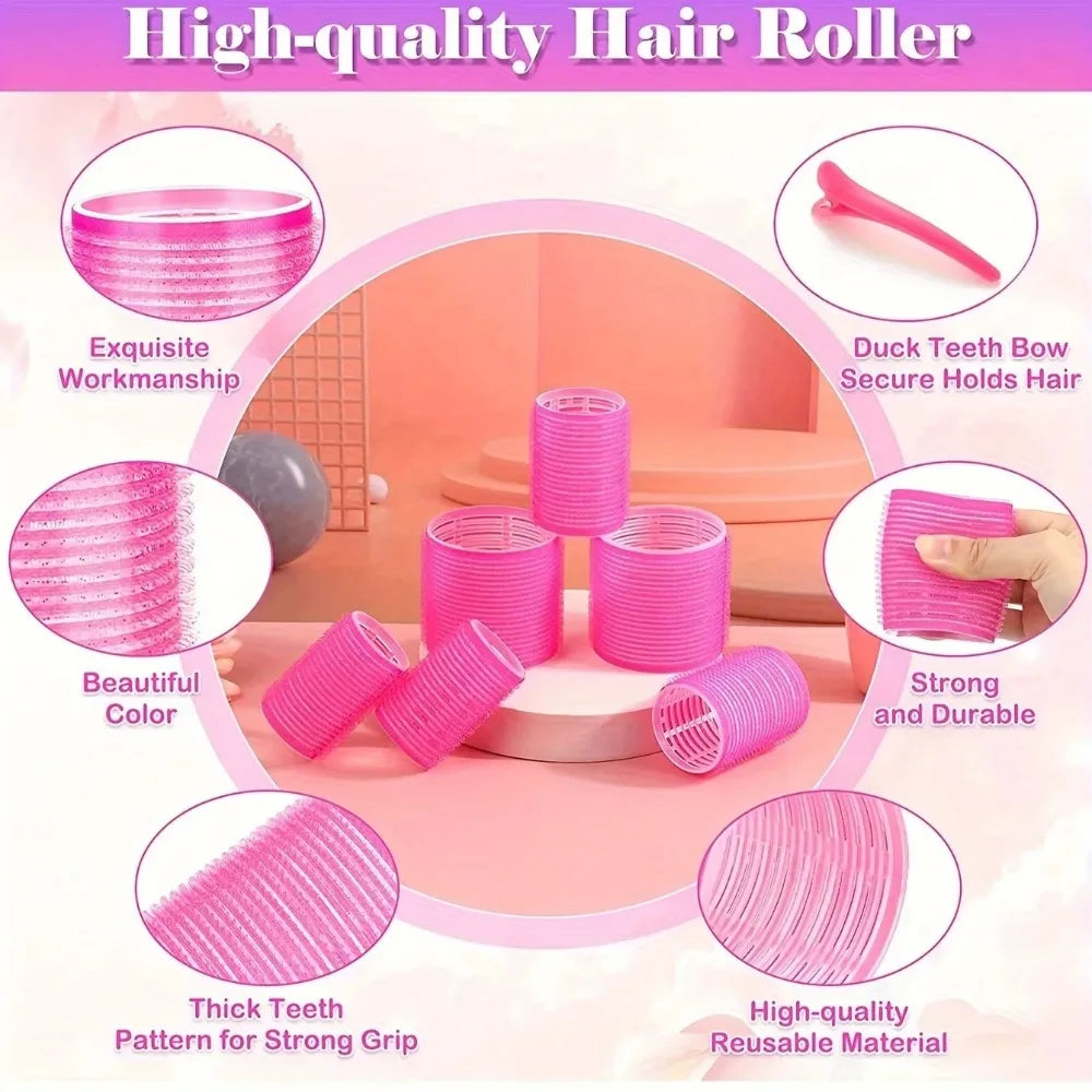 30pcs/Set Heatless Hair Styling Kit Self-Grip Rollers with 18pcs Hair Rollers and 12pcs Clips for DIY Hair Styling Easy To Use