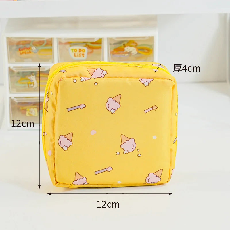 Women Sanitary Napkin Tampon Storage Bag Portable Waterproof Organizer Pouch Cartoon Pattern Sanitary Napkin Bag