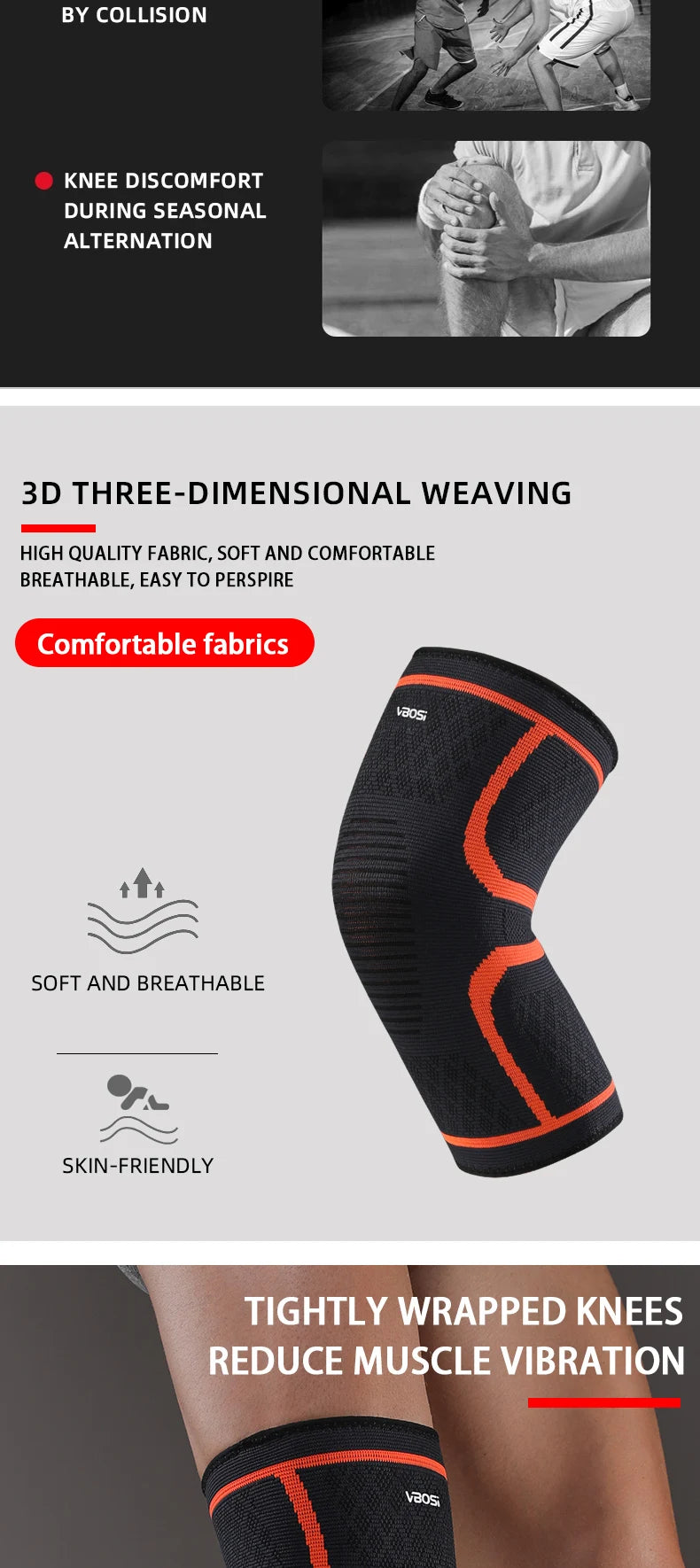 1 Pc Elastic Breathable Compression Knee Support Sleeve for Basketball Running Cycling