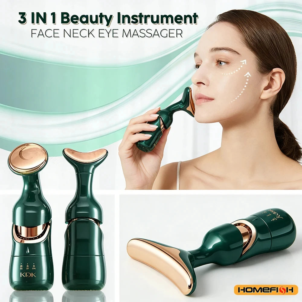 HOMEFISH Facial Sculpting Beauty System 3-in-1 Device with Sonic Vibration & LED Light Therapy for Lifting Firming & Glowing