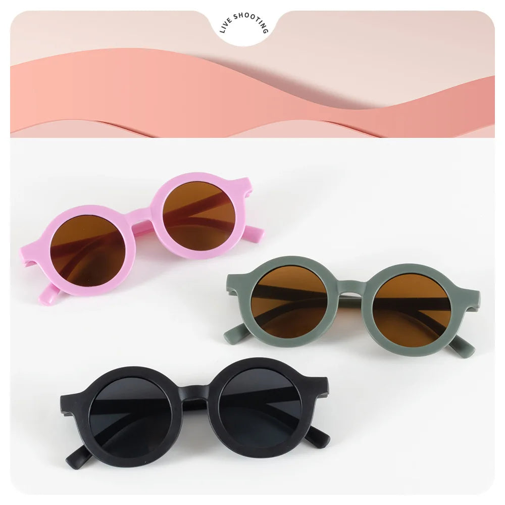 Children's sunglasses, inset style  round frame, 1-7 year old baby sunglasses, sun shading, sun protection