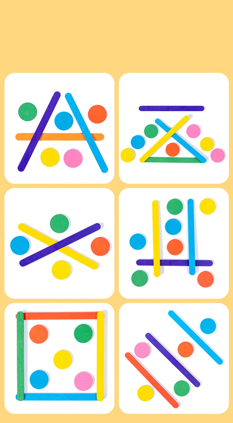 Kids Rainbow Stick Thinking Puzzle Wooden DIY Ice Cream Stick Puzzle Challenge Table Games Montessori Educational Children Toys