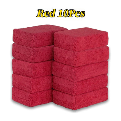 10PCS Microfibre Car Wax Applicator Pads Soft Auto Detailing Wax Sponge Rectangle Foam Car Paint Care Polishing Pad Car Cleaning