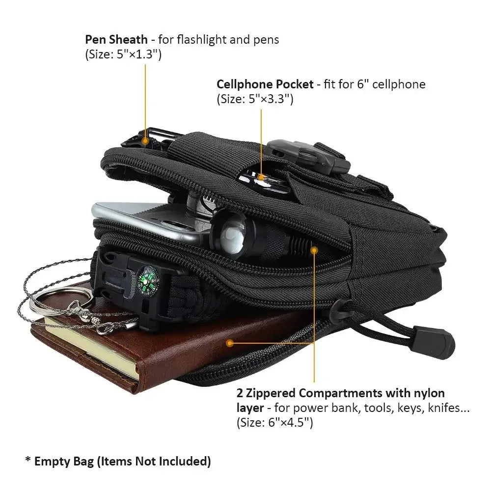 Molle Pouch Belt Waist Pack Men Small Pocket Survival Tool Bag for Running Travel Camping Hunting Airsoft