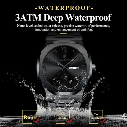 POEDAGAR Original Luxury Men's Watch Waterproof Week Date Fashion Men Wristwatch Quartz Stainless Steel Man Watches Reloj Hombre