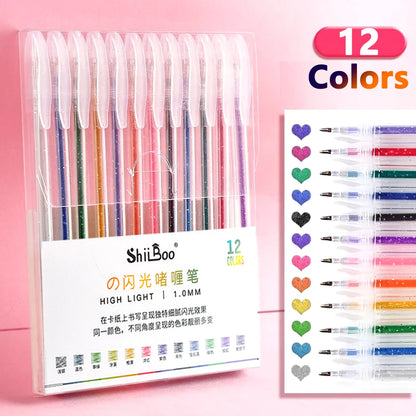 60 Colors Glitter Gel Pen 1.0mm Metal Glitter Color Ballpoint Pen Paper Cardstock Diary Drawing Marking Coloring DIY Art