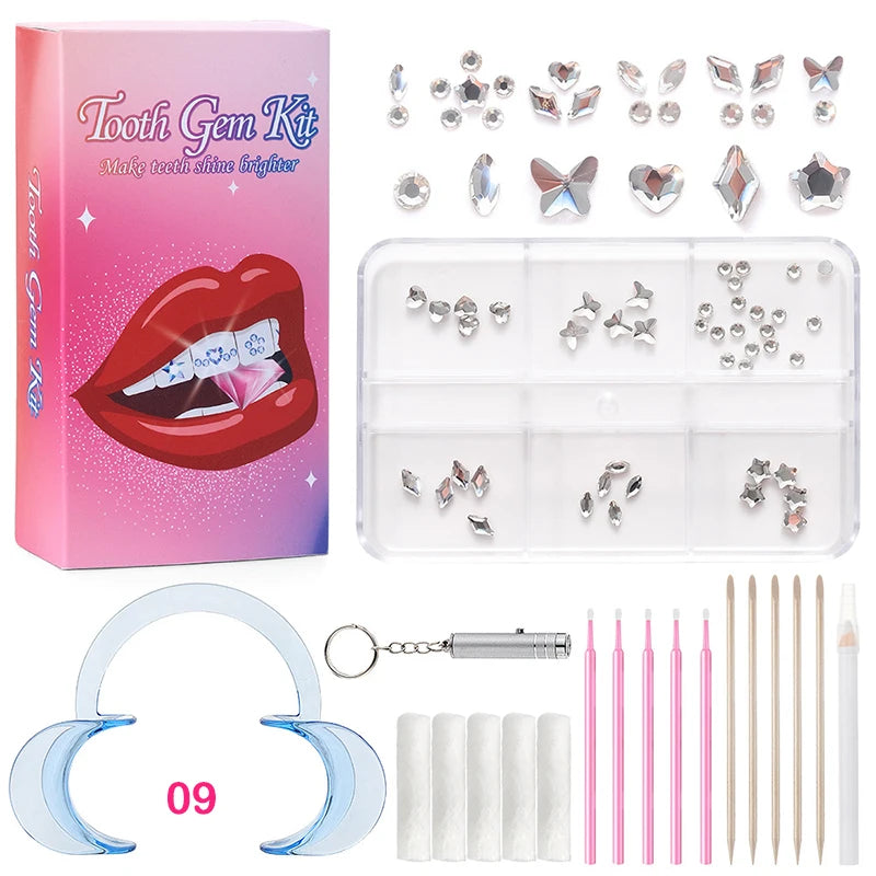 1 Set Professional Tooth Gem Kit Diy Love Horse Eye Crystals Jewelry Kit Teeth Gems Kit Tooth Gems For Teeth Jewelry Starter