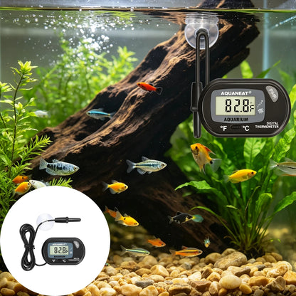 Digital Aquarium Thermometer With Suction Cup Accessories for 200 Liter Fish Tanks Pool Glass Heat Meter the 10-liter Terrarium