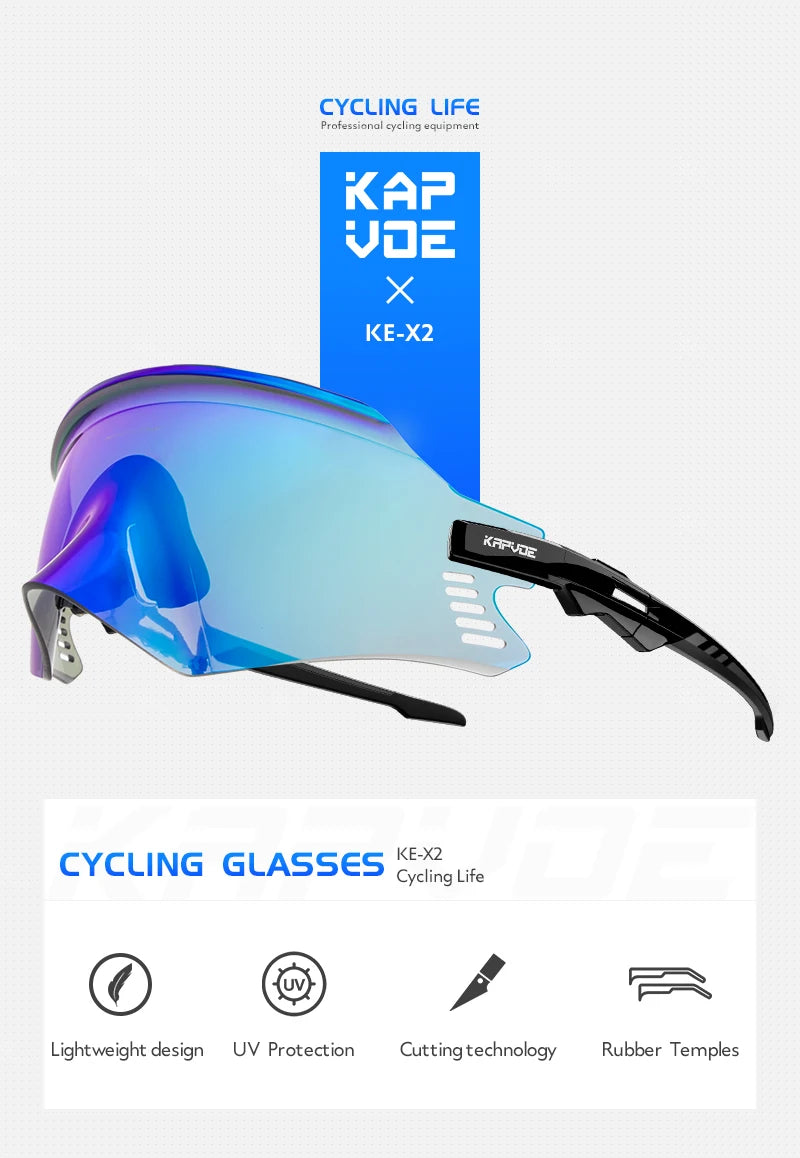 2025 Kapvoe Sport Sunglasses Road Bike Mountain Bicycle Cycl Glasses Riding Goggle Sports Eyewear for Man Women Cycling Glasses