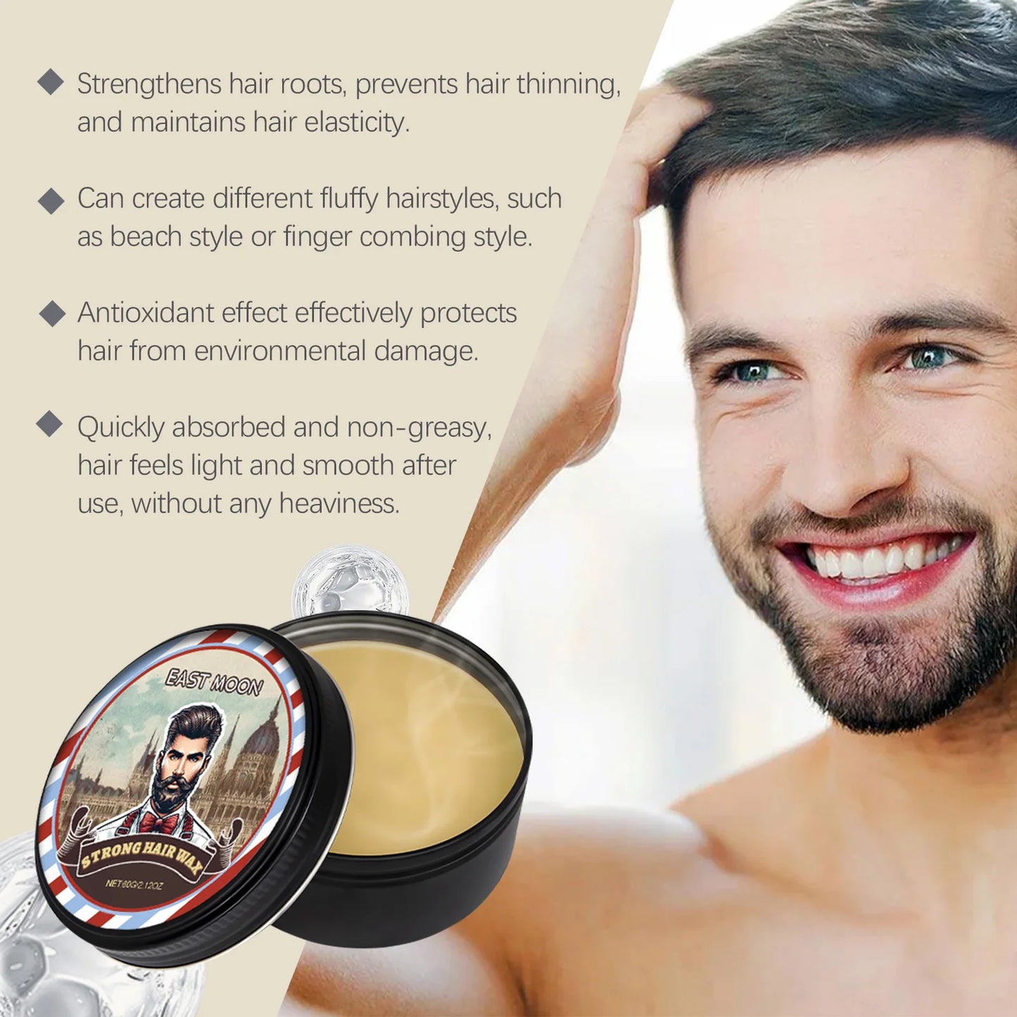 Long Lasting Stying Wax Fluffy Hair Pomade Wax Keep Hair Oil Edge Control Barbershop Tools Salon Hairdressing Mud Hair Styling