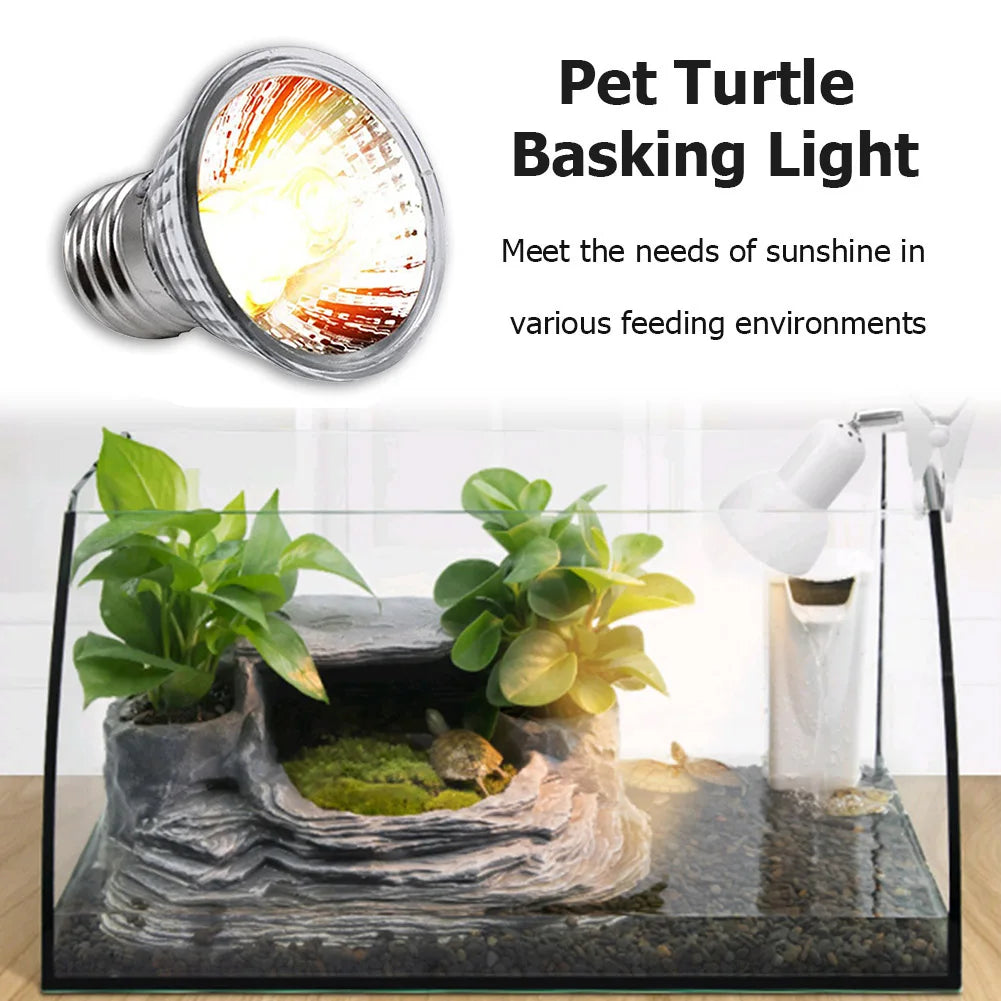 UVA+UVB Reptile Lamp Bulb Reptile Heat Lamp Turtle Basking Heating Light UV Light Bulb Amphibians Lizards Temperature Controller