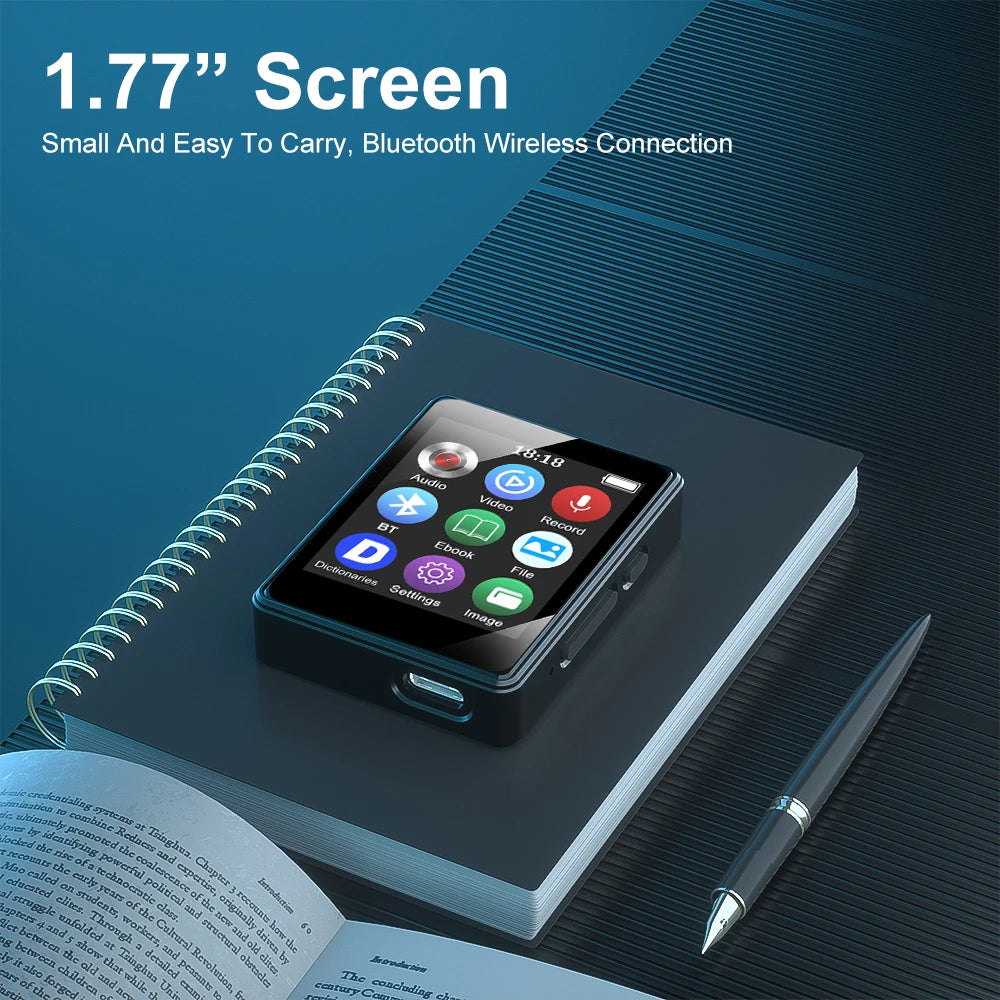 Portable Bluetooth 5.0 MP3 Player With LED Screen Music Stereo Speaker Mini MP4 Video Playback FM Radio Recording For Walkman