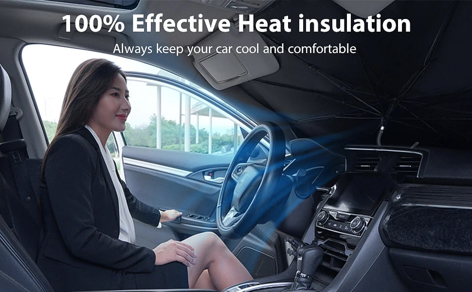 Car Umbrella Sunshade Windshield Front Cover Window Foldable Sun Shade Block Heat Portable Bent Parasol Auto Curved Model Shades
