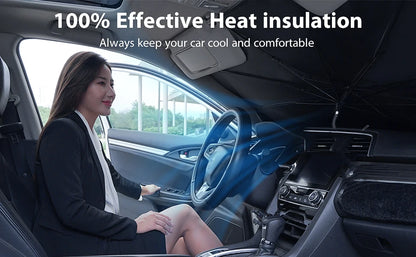 Car Umbrella Sunshade Windshield Front Cover Window Foldable Sun Shade Block Heat Portable Bent Parasol Auto Curved Model Shades