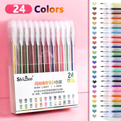 60 Colors Glitter Gel Pen 1.0mm Metal Glitter Color Ballpoint Pen Paper Cardstock Diary Drawing Marking Coloring DIY Art