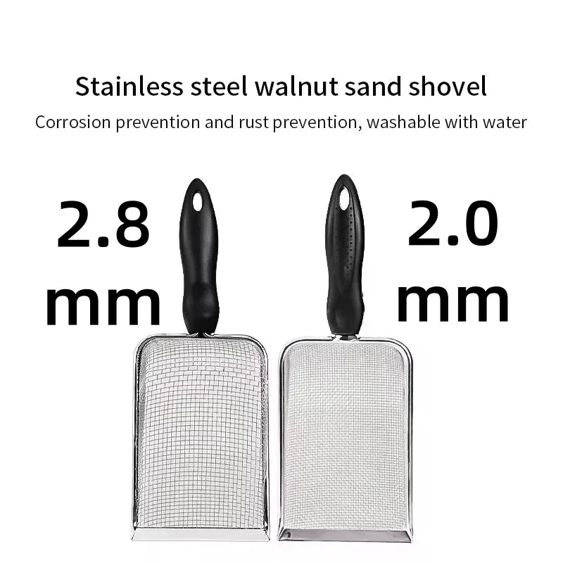 Cat Litter Shovel Stainless Steel Reptile Sand Substrate Shovel Clean Up Feces Fine Mesh Sifter For Bedding Cat Litter Scoop