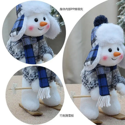 New Year Valentine's Day Plush doll toy cute skiing rocking snowman decorations plush toy holiday party house gifts for girl
