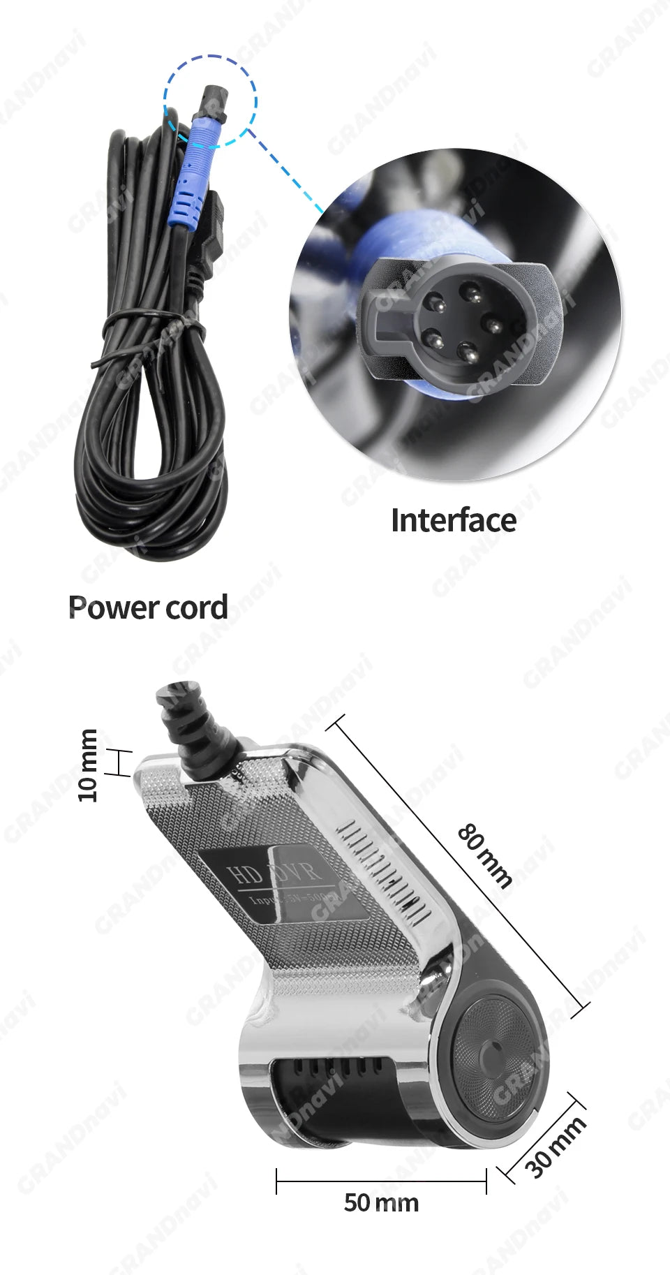 Grandnavi HD Car DVR Dash Cam ADAS Video 720P USB TF Card 16G/32G Auto Recorder for Android Multimedia Player DVD Voice Alarm