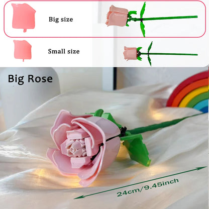 KNEW BUILT DIY Rose Flower Arrangement Building Block Toys-Enjoy Life,Loved by Girl,Create Your Favorite Bouquet,Home Decoration