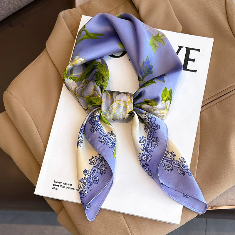2025 New Fashion Luxury Printed Square Shawl Women 70x70cm Pashmina Silk Scarf Neck Headband Bandana