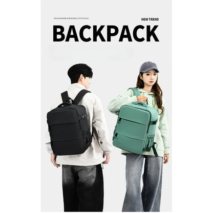 Lightweight Large Travel Backpack, Solid Color Minimalist Multifunctional Student School Bag
