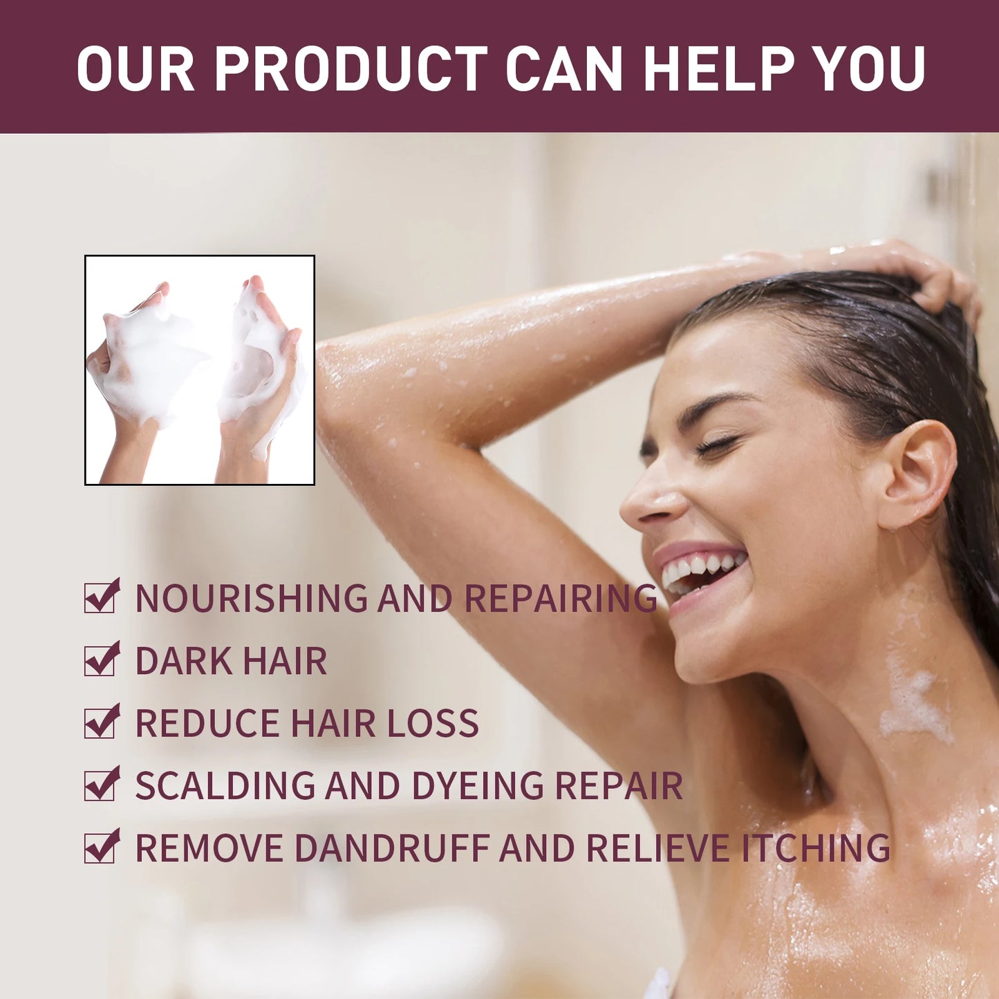 Polygonum Multiflorum Shampoo Soap Remove Dandruff Reduct Hair Loss Restore Natural Black Hair Strengthen Hair Roots Hair Care