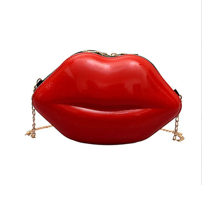 1pc Niche Red Lip Shaped Chain Bag, Novelty Mini Shoulder Bag, Women's Stylish Zipper Bag