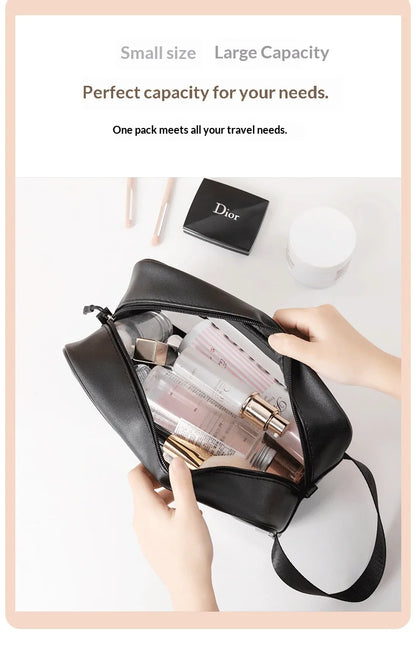 Homefish Pu Transparent Three Piece Makeup And Toiletries Bag, Large Capacity Pvc Semi Transparent Frosted Portable Storage Bag