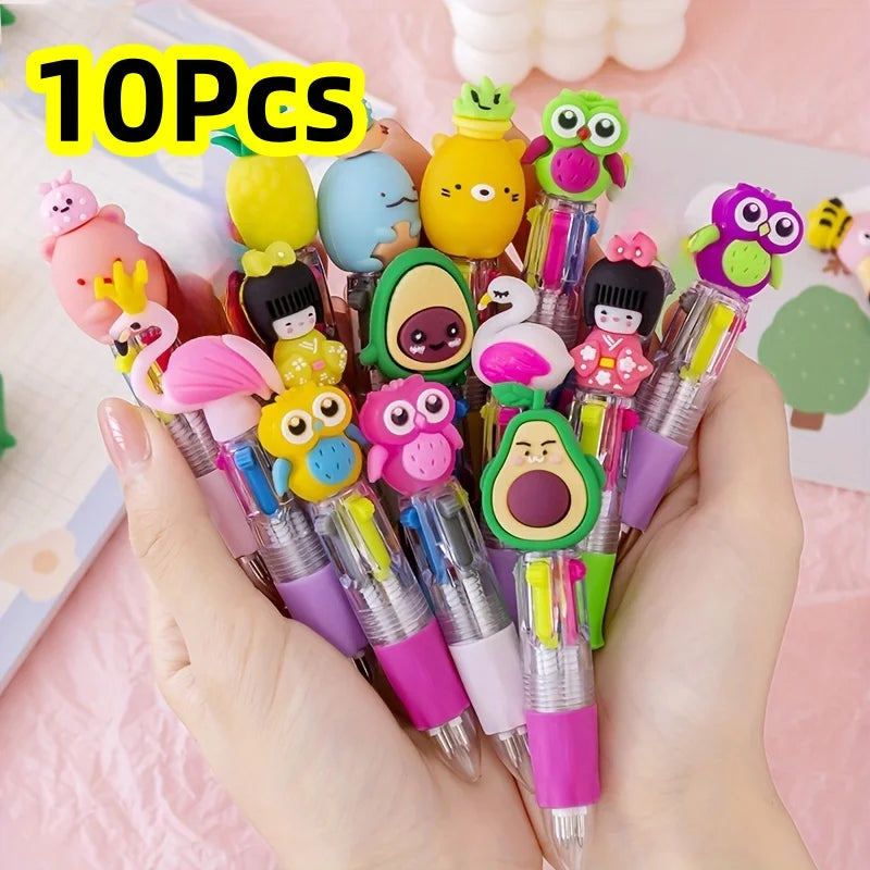 5-20Pcs/Lot Cute Cartoon 4 Color Mini Ballpoint Pen KawaiiUnicorn Flamingo Retractable Stationery Gift SchooOoffice Supplies