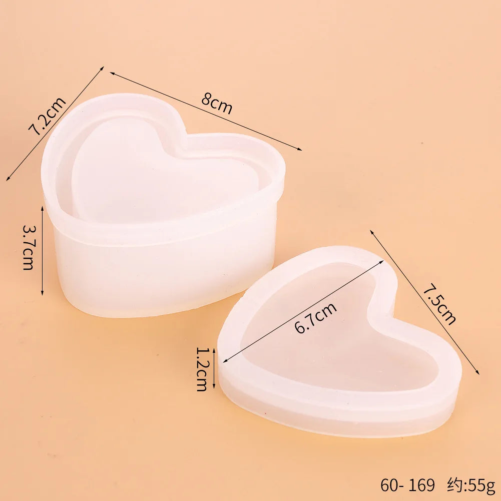 DIY Silicone Jewelry Box Mold Heart Hexagon Flower Storage Boxs Molds with Lid Epoxy Resin Mould Casting Crafting Macking Tool