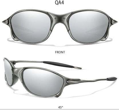 Men And Women Trendy Cycling Sunglasses Metal Shades With UV Protection for Outdoor Sports, Running, Hiking, Driving Travel