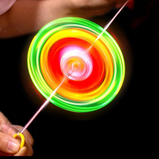 3/6/9pcs New Luminous Hand Pull Luminous Flashing Rope Flywheel Toy Led Light Toy Novelty Flywheel Flash Gyro Gift Toys