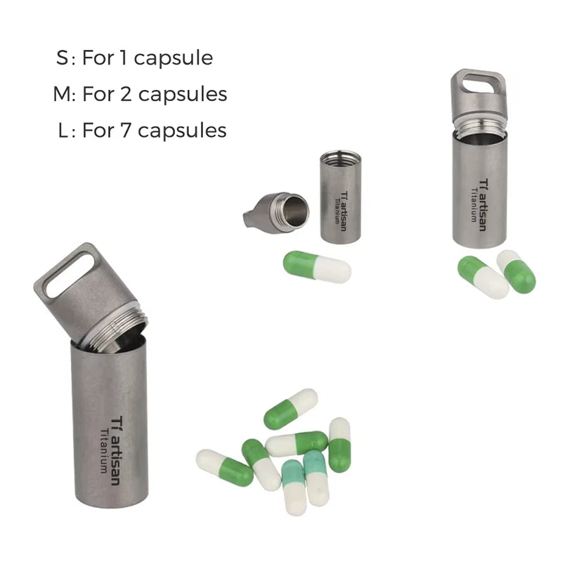Tiartisan Pure Titanium Sealed Mini Pill Box  Outdoor Travel Waterproof Small Tool Parts Container Multi-Purpose EDC Tool