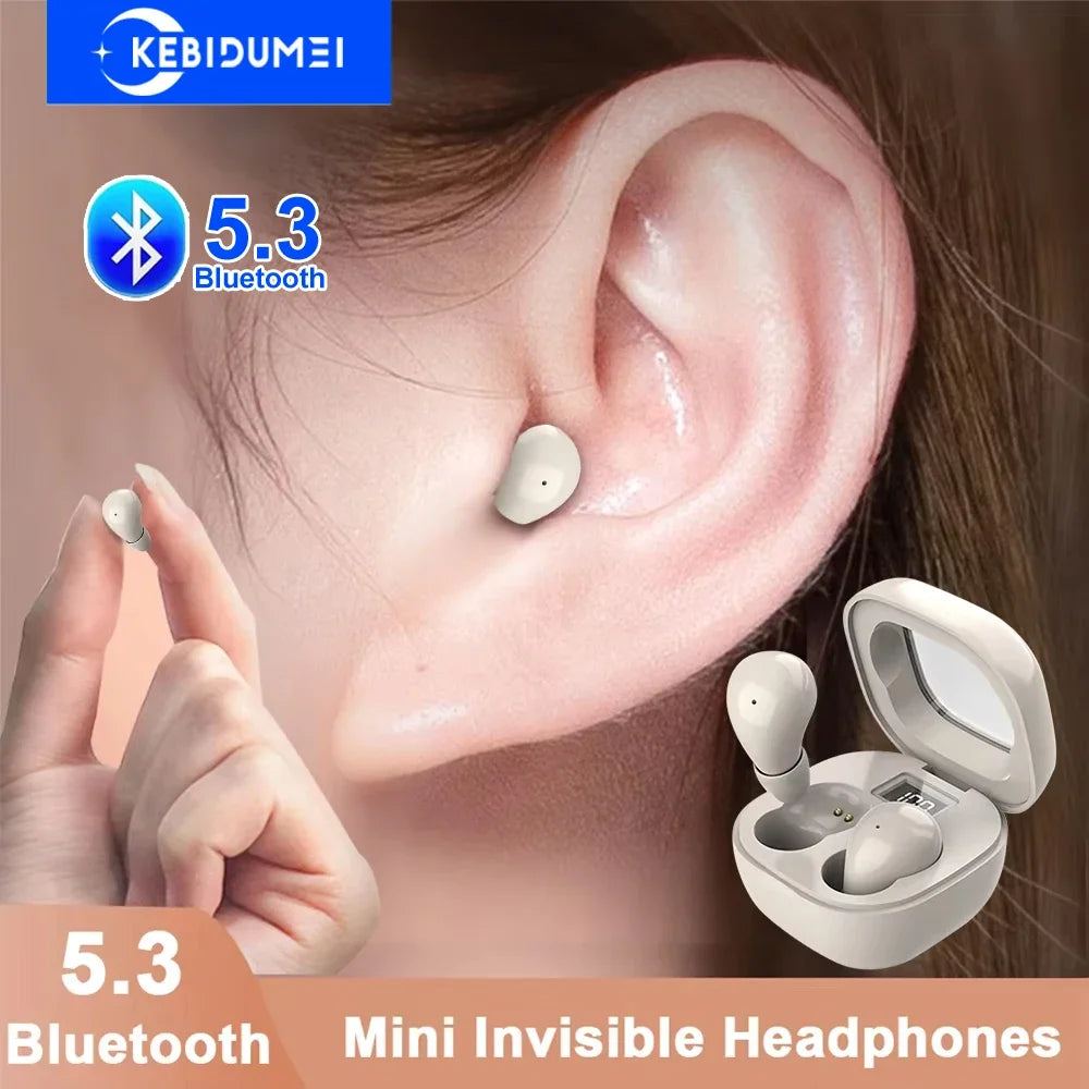 Mini Headphones Invisible Bluetooth 5.3 Earphones TWS Wireless in-ear Headsets HIFI Stereo Noise Reduction Earbuds For iPhone