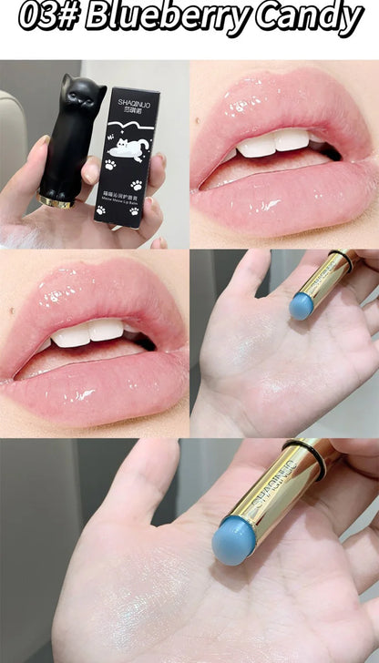 SHAQINUO Meowoqinqin Moisturizing Color Lip Balm, anti-dryness and crack fade lip lines Student Moisturizing lipstick