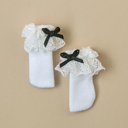Blyth Socks Fashion Long Socks Lace Bow Socks Black White for Licca Azone Momoko OB24 OB22 OB27 YMY Doll Accessories