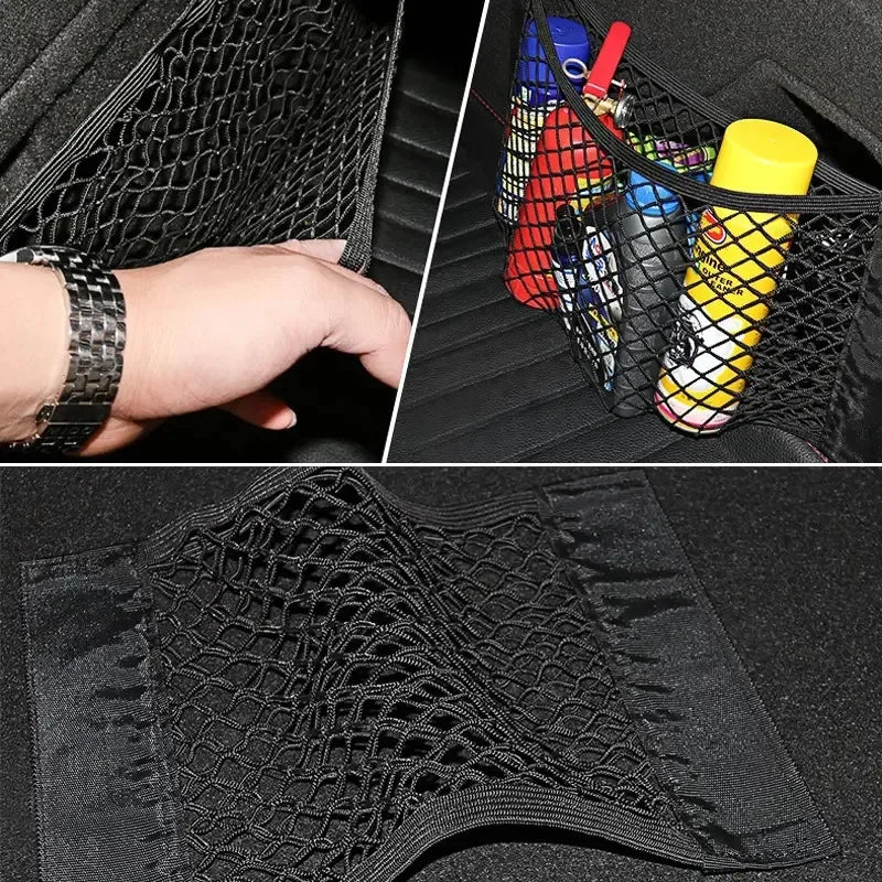 Universal Car Storage Bag Double Mesh Trunk Storage Net Car Built-in Storage Bag Car Fixed Net Anti-Slip