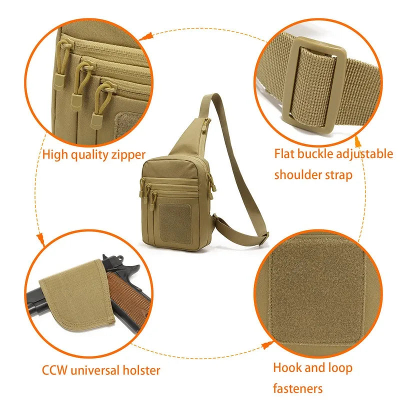 New Tactical Chest Bag Pistol Holster Concealed Gun Carry Pouch Crossbody EDC Pack Convertible Backpack For Hunting Camping