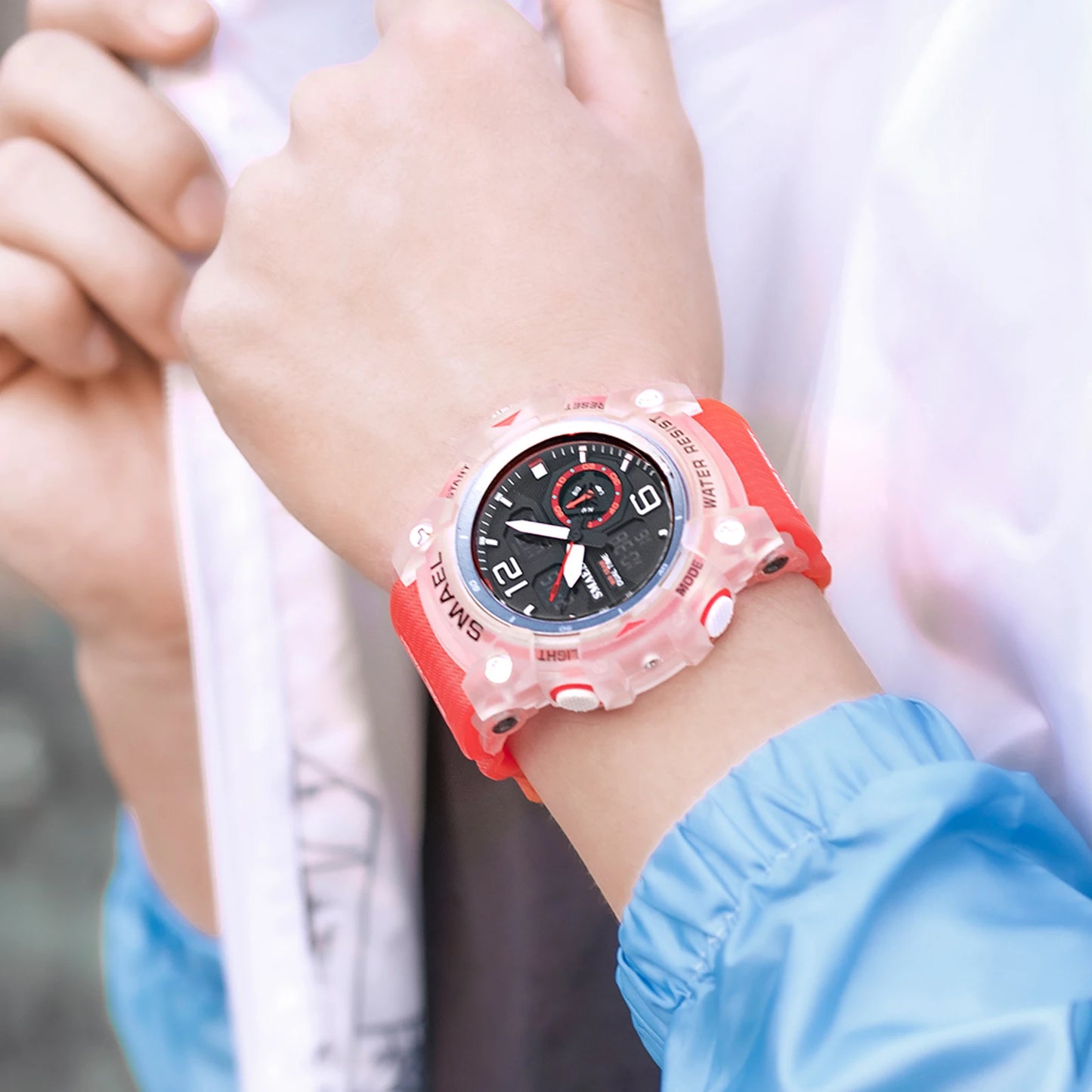 SMAEL Sport Watch Military Wristwatch for Men Alarm Stopwatch LED Digital Back Light Dual Time Display Waterproof Watch Men 8007