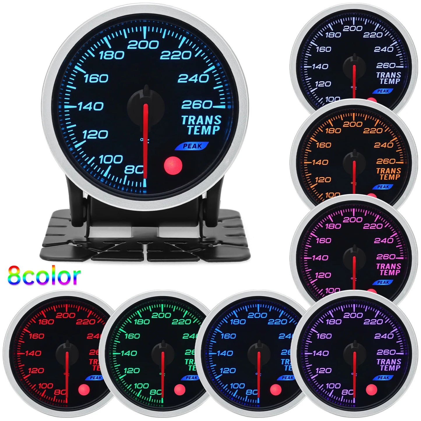 Universal Auto 12V 52mm 8 Color Racing Car Oil Pressure Water Oil Temp EGT Exhaust Temp Turbo Boost Tachometer Gauge Meter