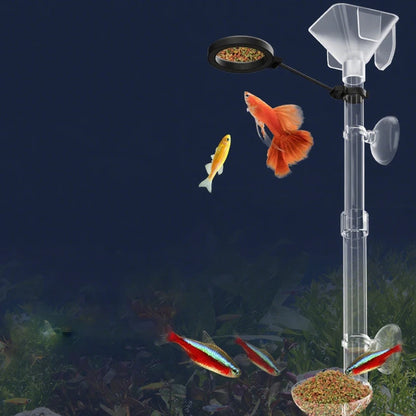 Acrylic Aquarium Fish Feeder Transparent Tube Telescopic Multifunctional  Fish Tank Food Dispenser with Feeding Ring