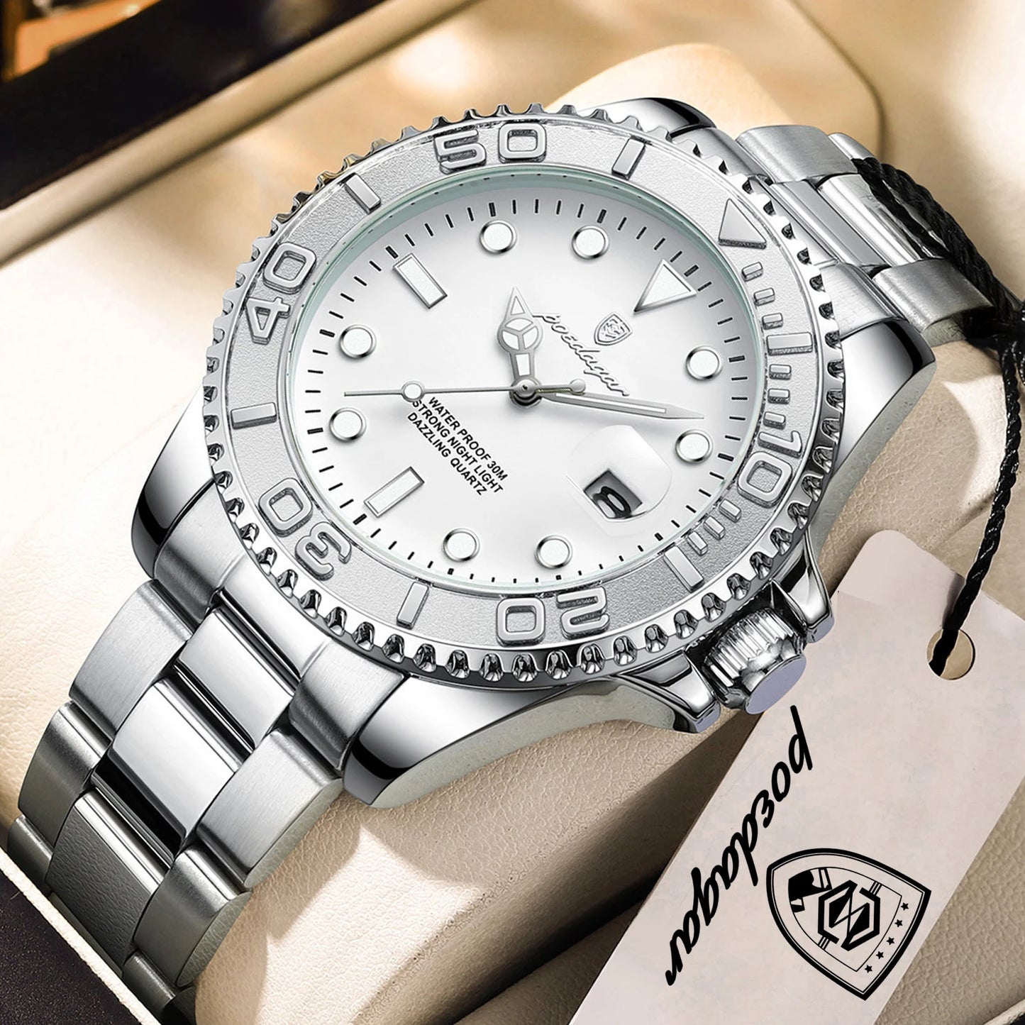 POEDAGAR Casual Fashion Man Wristwatch Waterproof Luminous Date Exquisite Men Watch Stainless Steel Classic Men's Quartz Watches