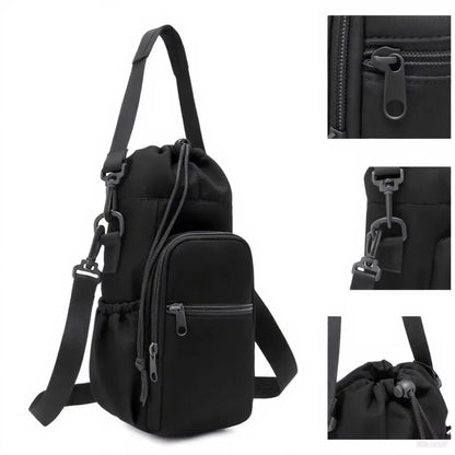 Portable Water Bottle Bag with Adjustable Strap Thermal Mugs Insulated Protective Cover Phone Pocket Outdoor Sports Travel Bag