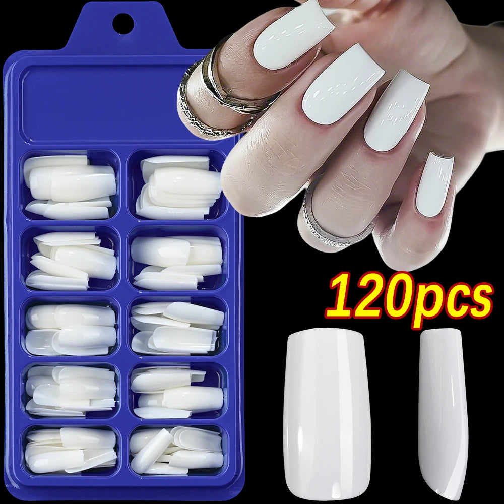 120Pcs 9-Colors French Fake Toenails Summer Short Sqaure Press On Toe Nails Tips Glossy Nude/Pink/Brown Full Cover False Toenail
